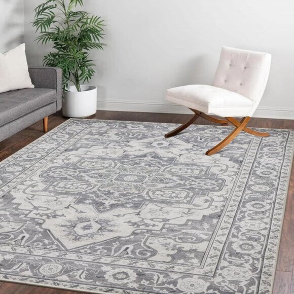 New 8x10 Washable Area Rug, Soft, Thin, Non-Skid Vintage Carpet for Living Room - Picture 8 of 9